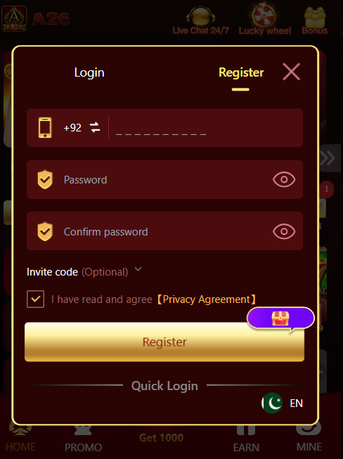 A26 Game registration
